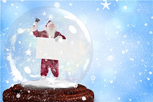 合成效果,图像,圣诞老人,声响,铃,拿着,签到,雪景球