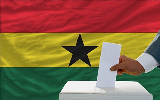 男人,投票,选举,加纳,正面,旗帜