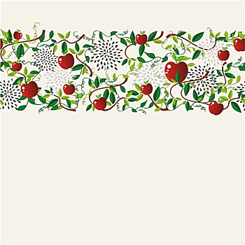 红苹果,食物,无缝,图案,花环