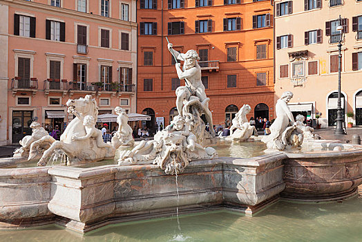 海王星喷泉,纳佛那广场,罗马,拉齐奥,意大利,欧洲