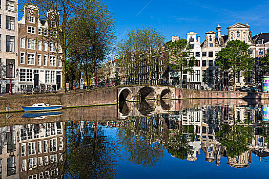 石桥,穿过,晴天,阿姆斯特丹,荷兰