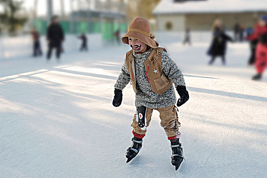 男孩,衣服,牛仔,狂欢,冰,滑冰,滑冰场