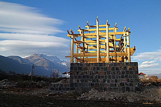 云南丽江玉龙雪山,白沙乡,民居,新建