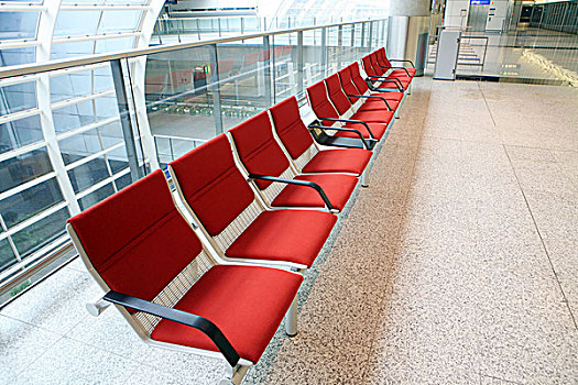 排,红色,椅子,机场,香港