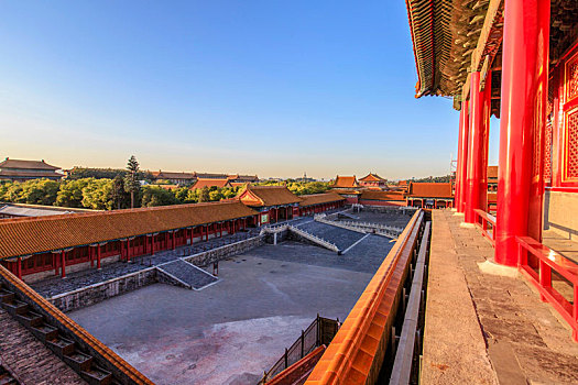 从午门城楼俯瞰北京故宫建筑
