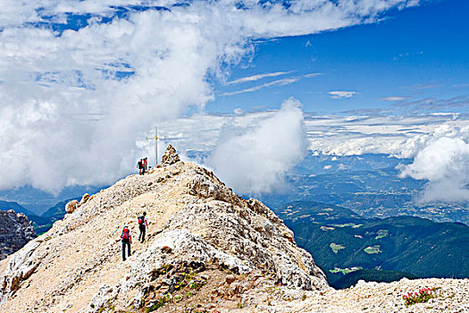 山,攀登,路线,顶峰,白云岩,意大利,欧洲