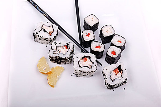 寿司,隔绝,白色背景
