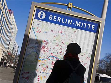 信息指示,街道,地图,柏林,德国