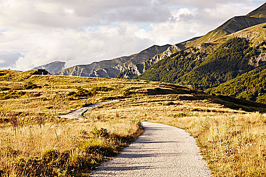 徒步旅行,山,背景,大萨索山,国家公园,阿布鲁佐,意大利