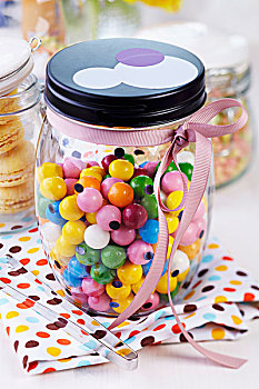 储藏罐,彩色,口香糖球,装饰,粉色,带