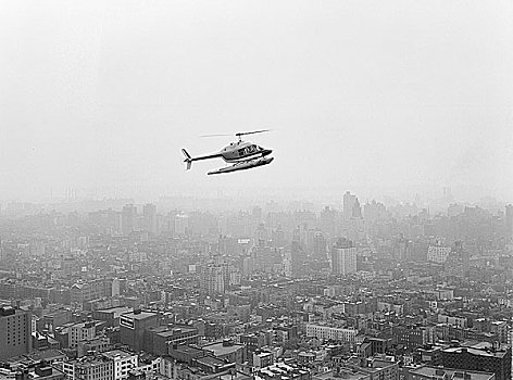 美国,纽约,直升飞机,上方,城市