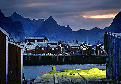 小屋,瑞恩,罗浮敦群岛,挪威,斯堪的纳维亚