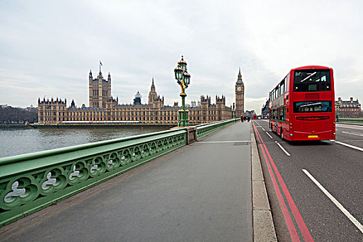 大本钟,红色,双层巴士,伦敦,英国