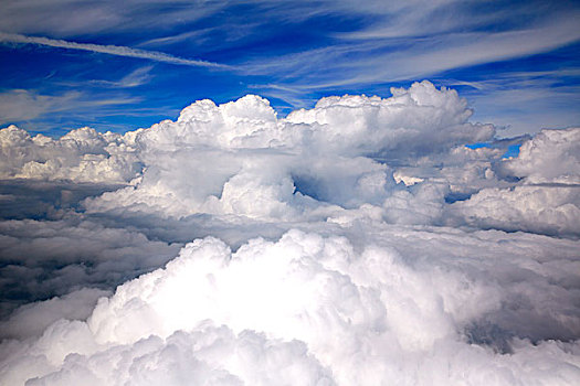 云,海洋,飞机,风景,俯视,生动,多云,蓝天