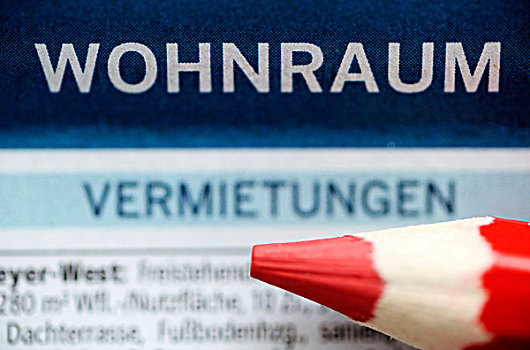 德国,公寓,列表,住房,广告,红色,铅笔