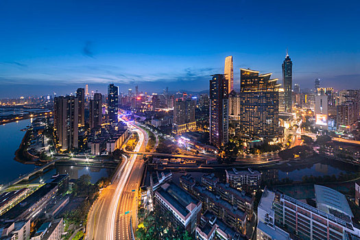 中国广东深圳罗湖都市夜景风光