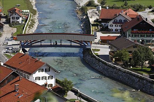 洛伊萨赫河,潮水,防护,墙壁,上巴伐利亚,德国,欧洲