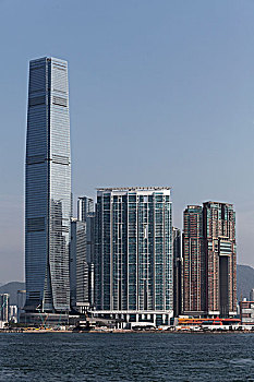 摩天大楼,国际贸易,中心,拱形,风景,港口,城市,联合广场,西部,九龙,香港,中国,亚洲