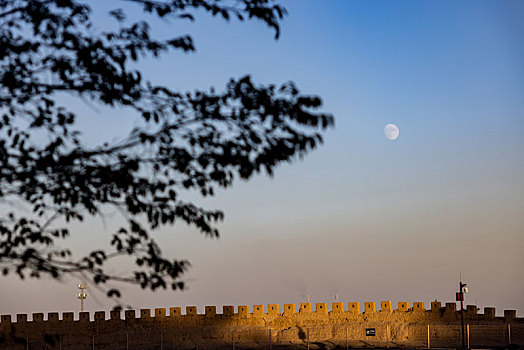 长城城墙与傍晚落日