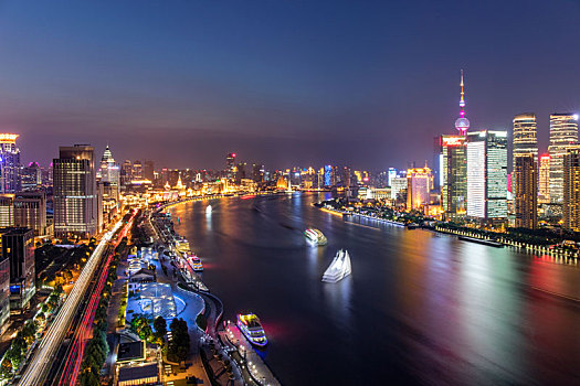 上海,黄浦江,两岸,夜景