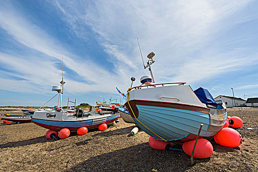 彩色,渔船,海滩,北方,日德兰半岛,丹麦