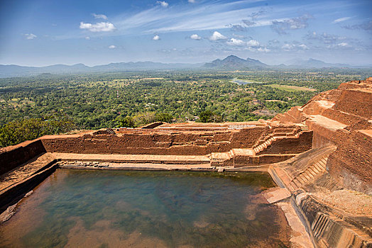 历史,石头,要塞,水池,锡吉里耶,斯里兰卡,亚洲