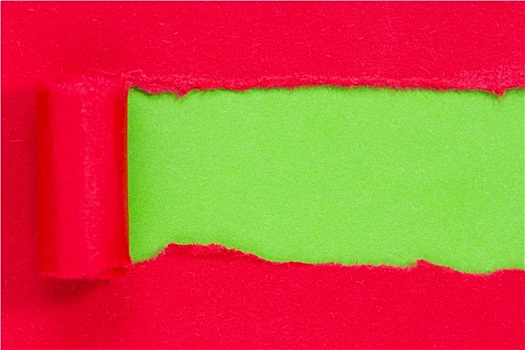 红色,纸,撕破,揭示,绿色