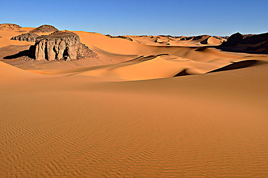 风景,上方,沙丘,石头,国家公园,世界遗产,撒哈拉沙漠,阿尔及利亚,非洲