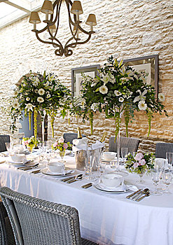 花,桌面布置,刷白,餐厅