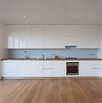 厨房,白色,柜橱,木地板
