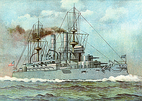 美国军舰,美洲,战舰,1898年,艺术家,未知