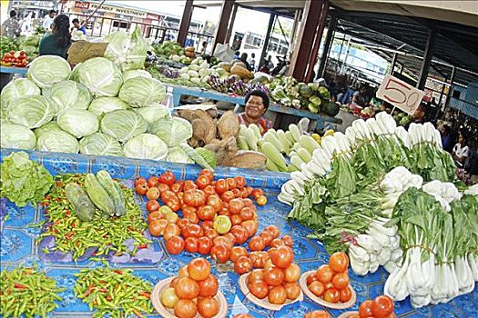 斐济,维提岛,斐济人,女人,销售,农产品,市场