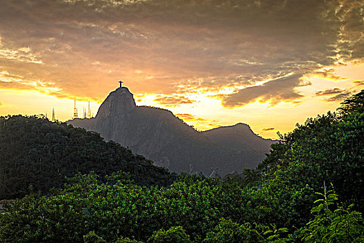 风景,耶稣,救世主,雕塑,黄昏,里约热内卢,巴西