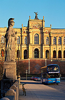 巴士,正面,巴伐利亚国会大厦,建筑,城市,旅游,巴伐利亚,议会,政府,国家政府,慕尼黑,德国,欧洲