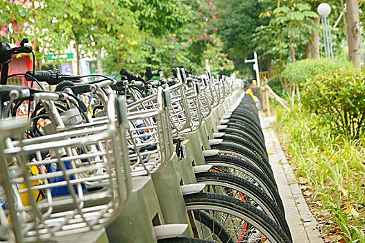 城市街头公共自行车租赁设施