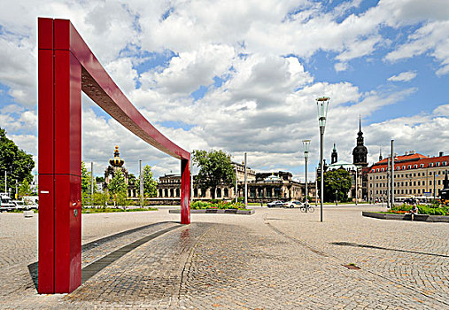 水,雕塑,广场,茨温格尔宫,宫殿,德累斯顿,萨克森,德国,欧洲