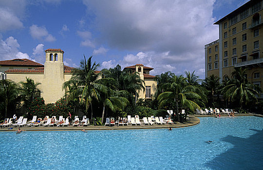 美国,佛罗里达,迈阿密,珊瑚顶市,比尔提默酒店,游泳池