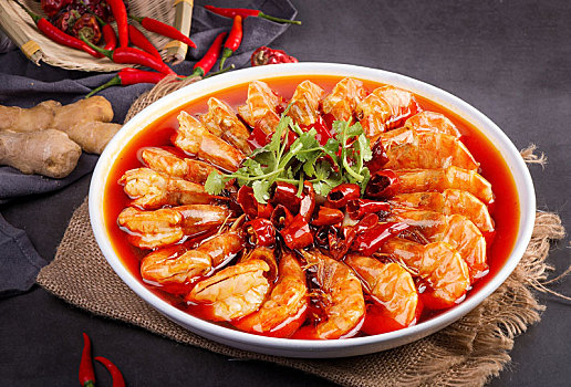 中餐舌尖美食油焖大虾