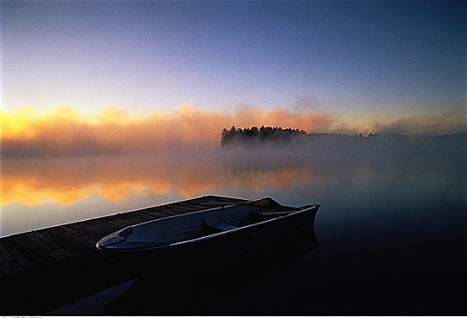 英里,湖,雾,安大略省,加拿大