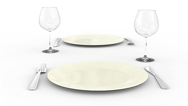 盘子,叉子,刀,玻璃杯,白色背景,背景