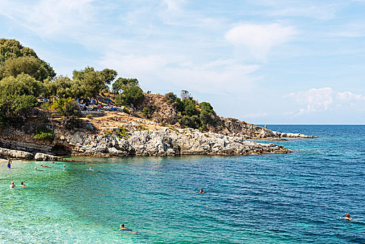 海滩,科孚岛,爱奥尼亚群岛,地中海,希腊,欧洲