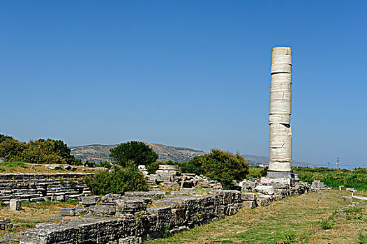一个,柱子,挖掘,女神,世界遗产,萨摩斯岛,南方,斯波拉提群岛,爱琴海,希腊,欧洲