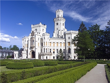 捷克共和国,白色,城堡,绿色公园