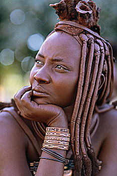 头像,辛巴族妇女,传统服饰,纳米比亚,非洲