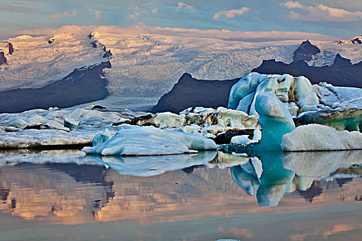 冰河,泻湖,日出,冰岛