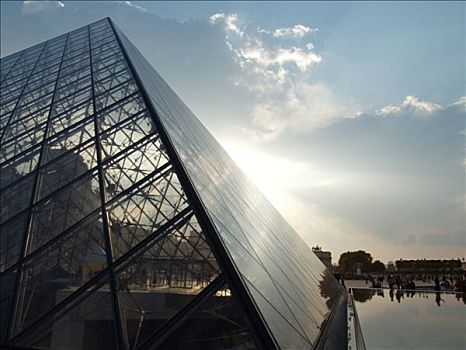卢浮宫金字塔,设计,旋转木马,成功,拱形,拿破仑一世,日落,巴黎,法国