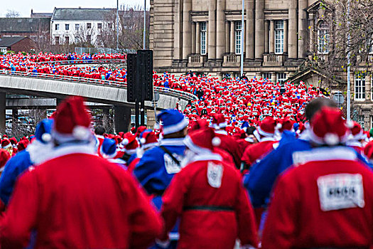 跑步,利物浦,圣诞老人,有趣,跑