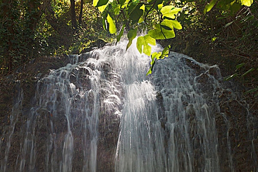 瀑布,自然公园,石头庙,萨拉戈萨省,阿拉贡,西班牙