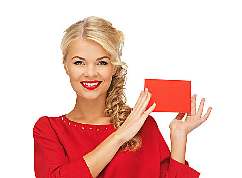 可爱,女人,红裙,留言,卡片
