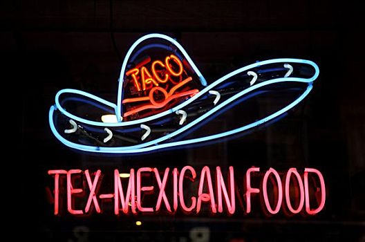 霓虹标识,墨西哥,餐馆,纽约,美国